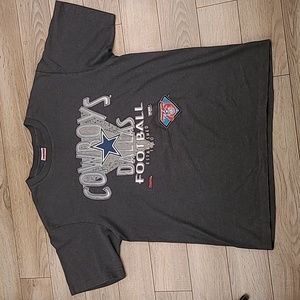 DALLAS COWBOYS NFL Dark Grey Striped Cotton Blend Single Stitch Shirt XL VTG 90s